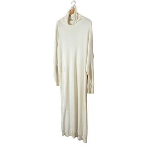 Vintage Joan Vass, USA Neiman-Marcus Cream Cotton Turtleneck Dress Size Small